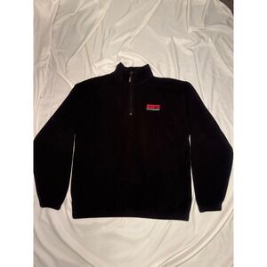 ESPN Quarter Zip Fleece Mens XL Black Vintage Streetwear Embroidered Pullover